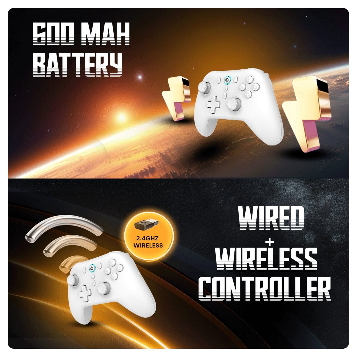 Cosmic Byte Blitz Wireless Plus Wired White Game Controller