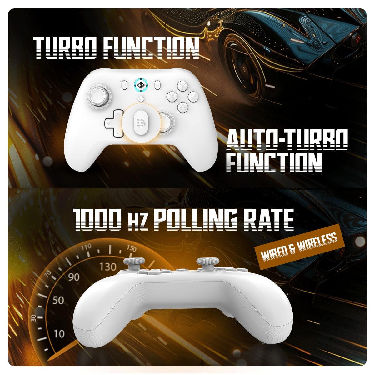 Cosmic Byte Blitz Wireless Plus Wired White Game Controller