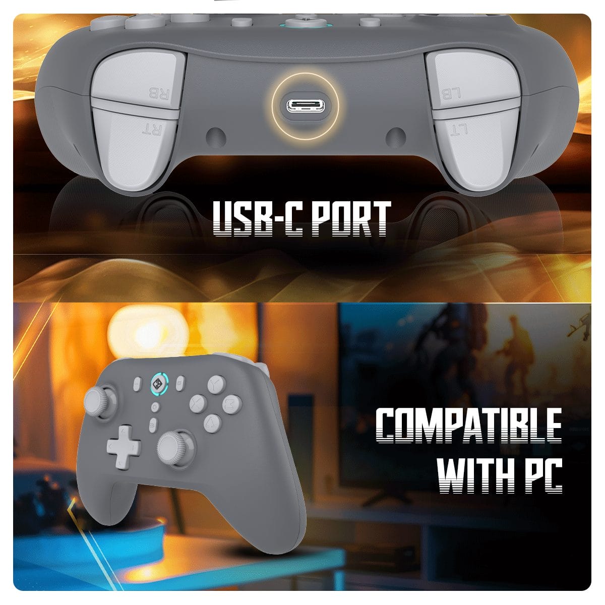 Cosmic Byte Blitz Wireless Plus Wired Grey Game Controller