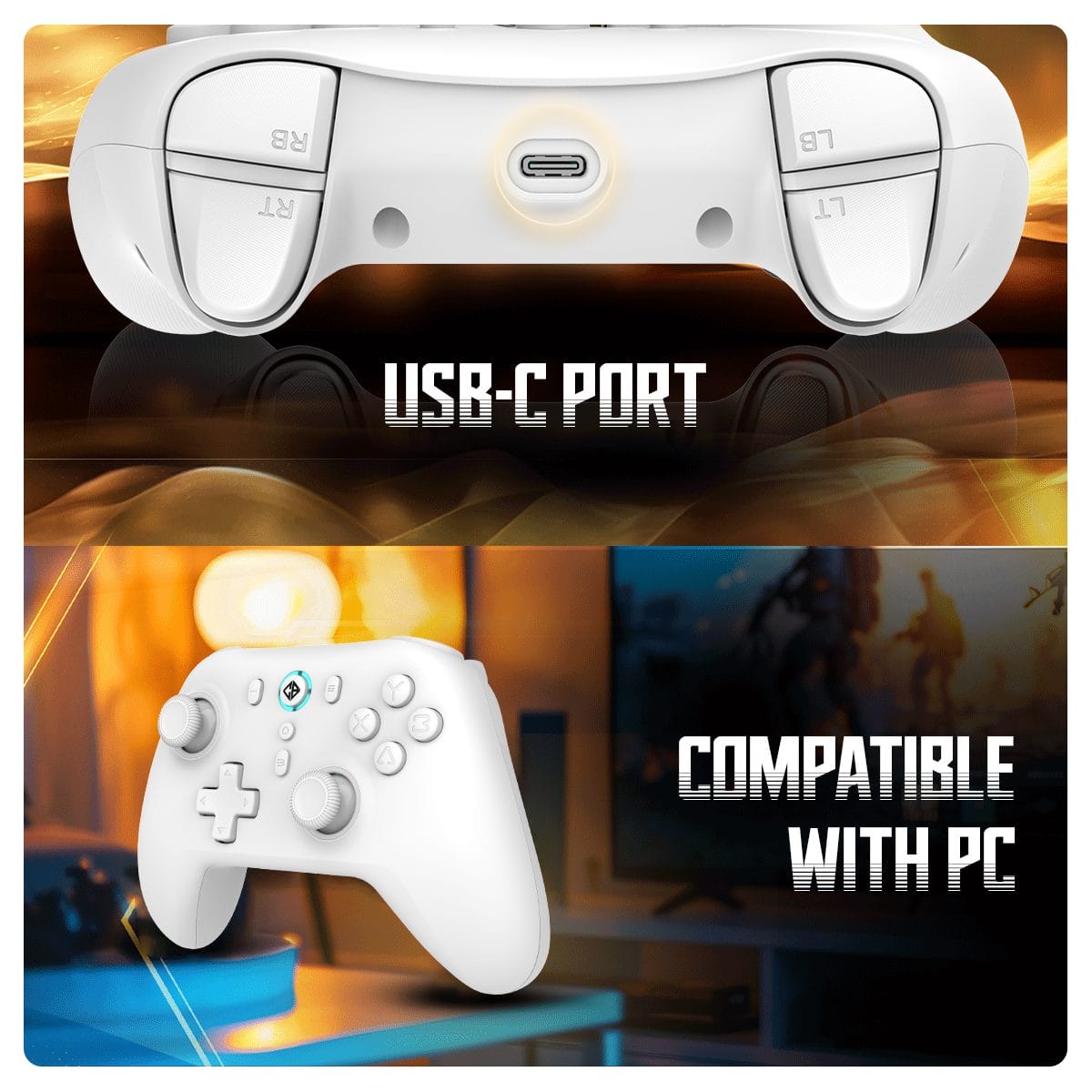 Cosmic Byte Blitz Wireless Plus Wired White Game Controller