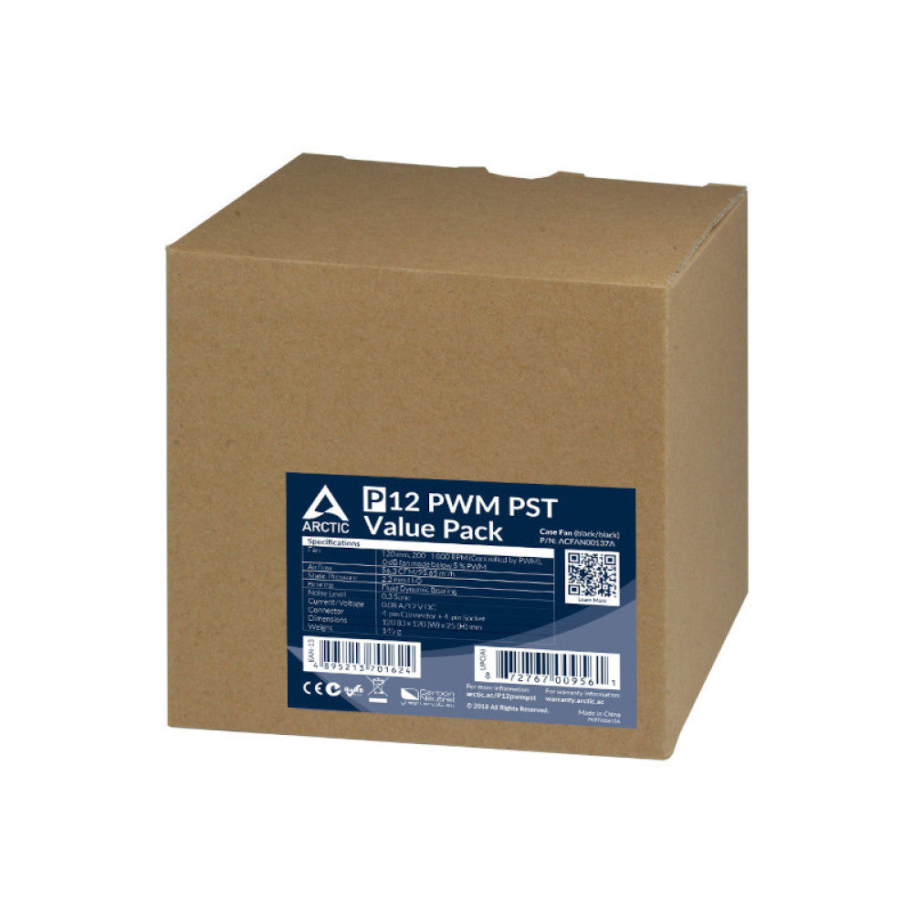 Arctic P12 PWM PST Cabinet Fan (Pack of 5) - Black
