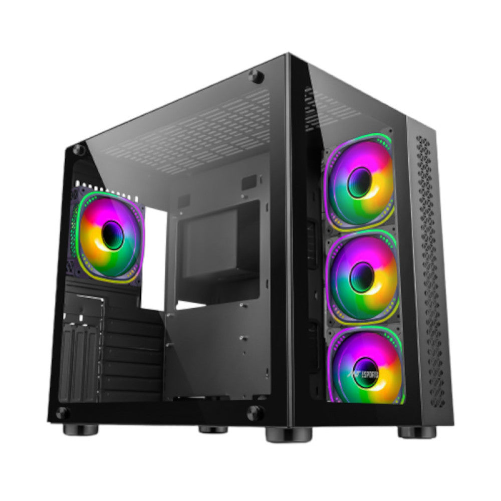 Ant Esports Crystal ARGB (E-ATX) Mid Tower Gaming Cabinet - Black