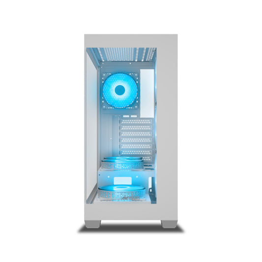 Ant Esports Crystal X7 Mid Tower Gaming Cabinet with Type-C - White