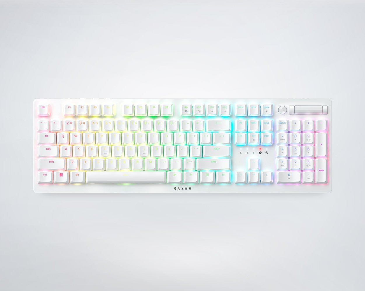 Razer DeathStalker V2 Pro Wireless Gaming Keyboard Low-Profile Clicky Optical Purple Switches (White)