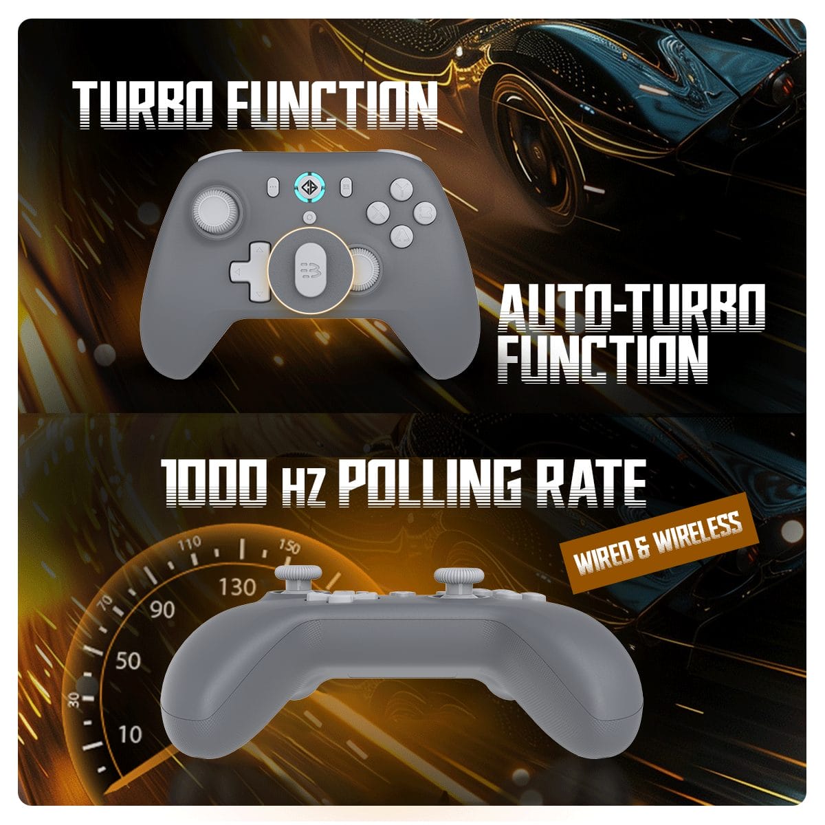 Cosmic Byte Blitz Wireless Plus Wired Grey Game Controller