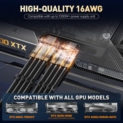 AsiaHorse Customization Mod Transparent Sleeve Extension Power Supply Cable Kit 16AWG ATX/EPS/8-pin PCI-E/6-pin PCI-E (Black Transparent)