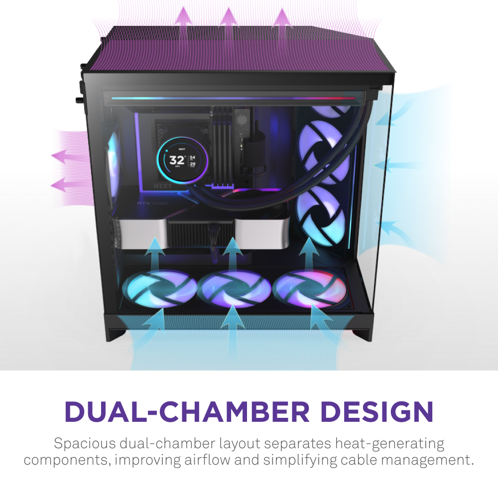 NZXT H9 Flow RGB Plus 2025 Edition E-ATX Mid Tower Case