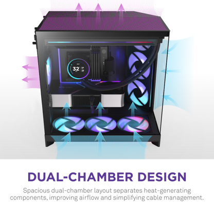 NZXT H9 Flow RGB Plus 2025 Edition E-ATX Mid Tower Case