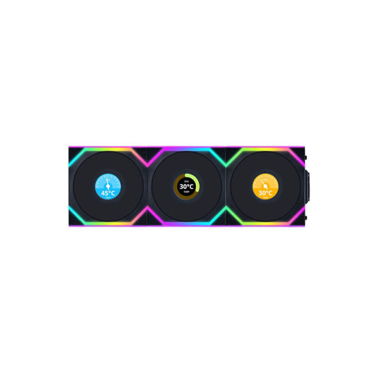 Lian Li Uni Fan SL Wireless LCD 120 Reverse Blade 120mm Case Fan Triple Pack - Black