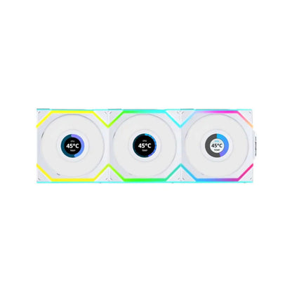 Lian Li Uni Fan SL Wireless LCD 120 Reverse Blade 120mm Case Fan Triple Pack - White
