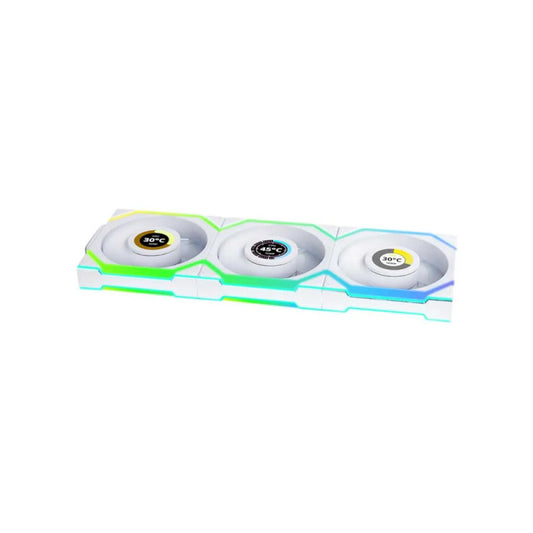 Lian Li Uni Fan SL Wireless LCD 120 Reverse Blade 120mm Case Fan Triple Pack - White