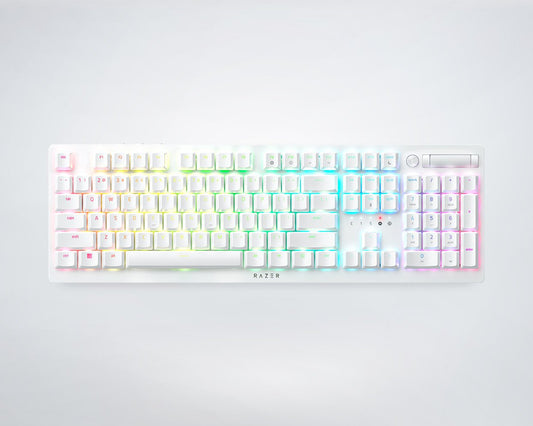 Razer DeathStalker V2 Pro Wireless Gaming Keyboard Low-Profile Clicky Optical Purple Switches (White)