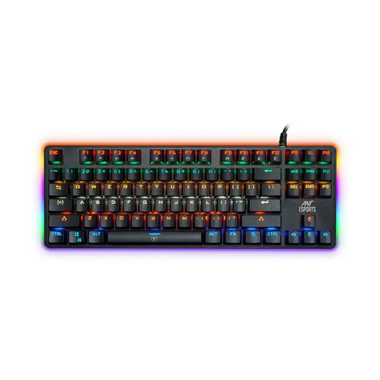 Ant Esports MK1000 Wired TKL Mechanical Gaming Keyboard with Blue Switches, Multicolour Backlit