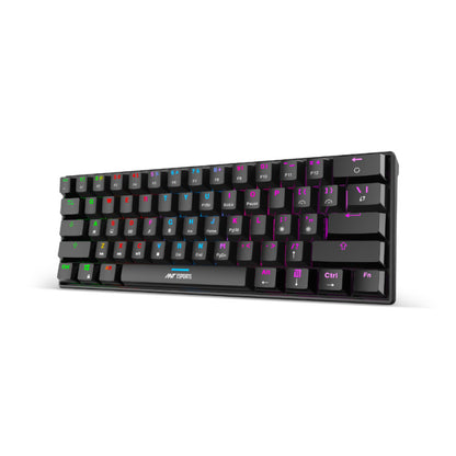 Ant Esports MK1300 Mini Wired 60% Mechanical Gaming Keyboard with Blue Switches, Multicolour Backlit