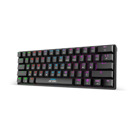 Ant Esports MK1300 Mini Wired 60% Mechanical Gaming Keyboard with Red Switches, Multicolour Backlit