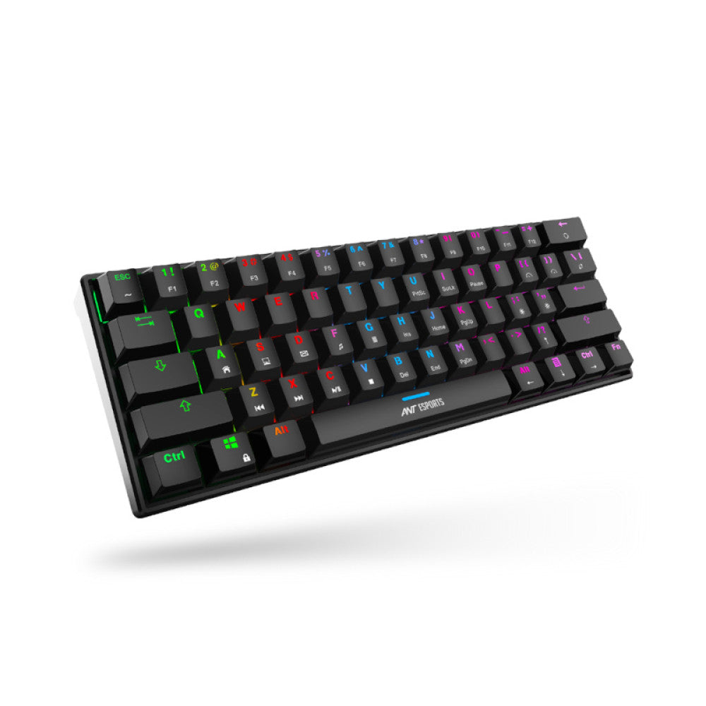 Ant Esports MK1300 Mini Wired 60% Mechanical Gaming Keyboard with Blue Switches, Multicolour Backlit