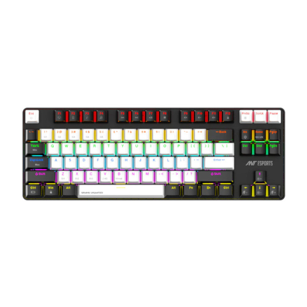 Ant Esports MK4500 Pro Wireless TKL Mechanical Gaming Keyboard with Red Switches, Multicolour Backlit