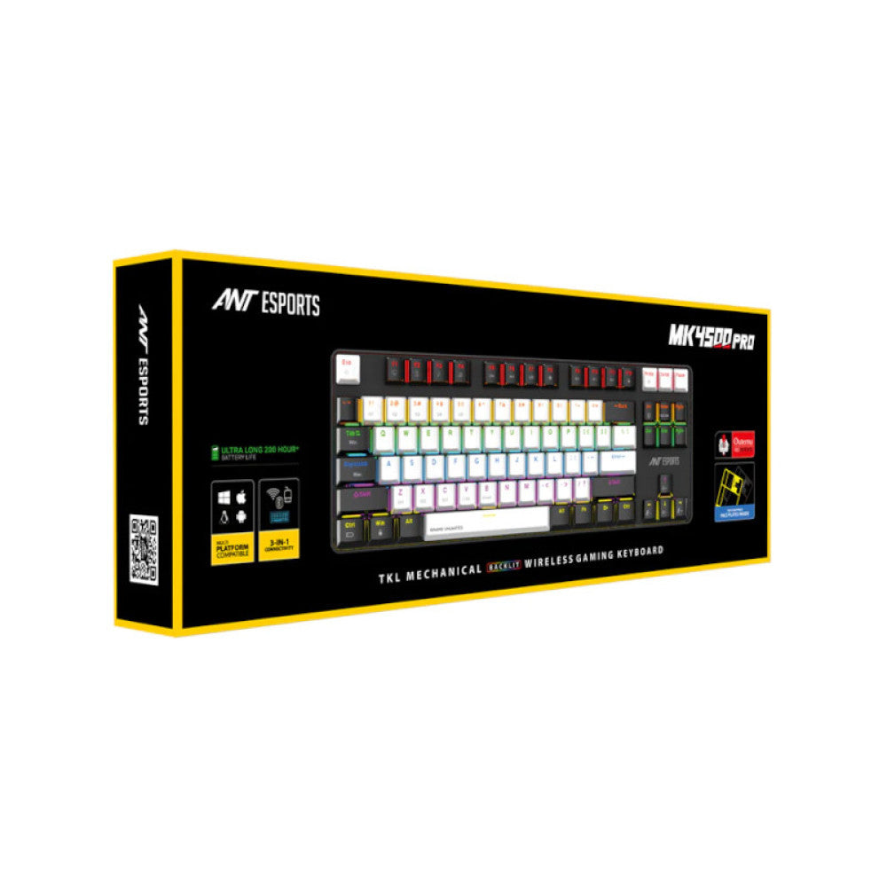 Ant Esports MK4500 Pro Wireless TKL Mechanical Gaming Keyboard with Red Switches, Multicolour Backlit